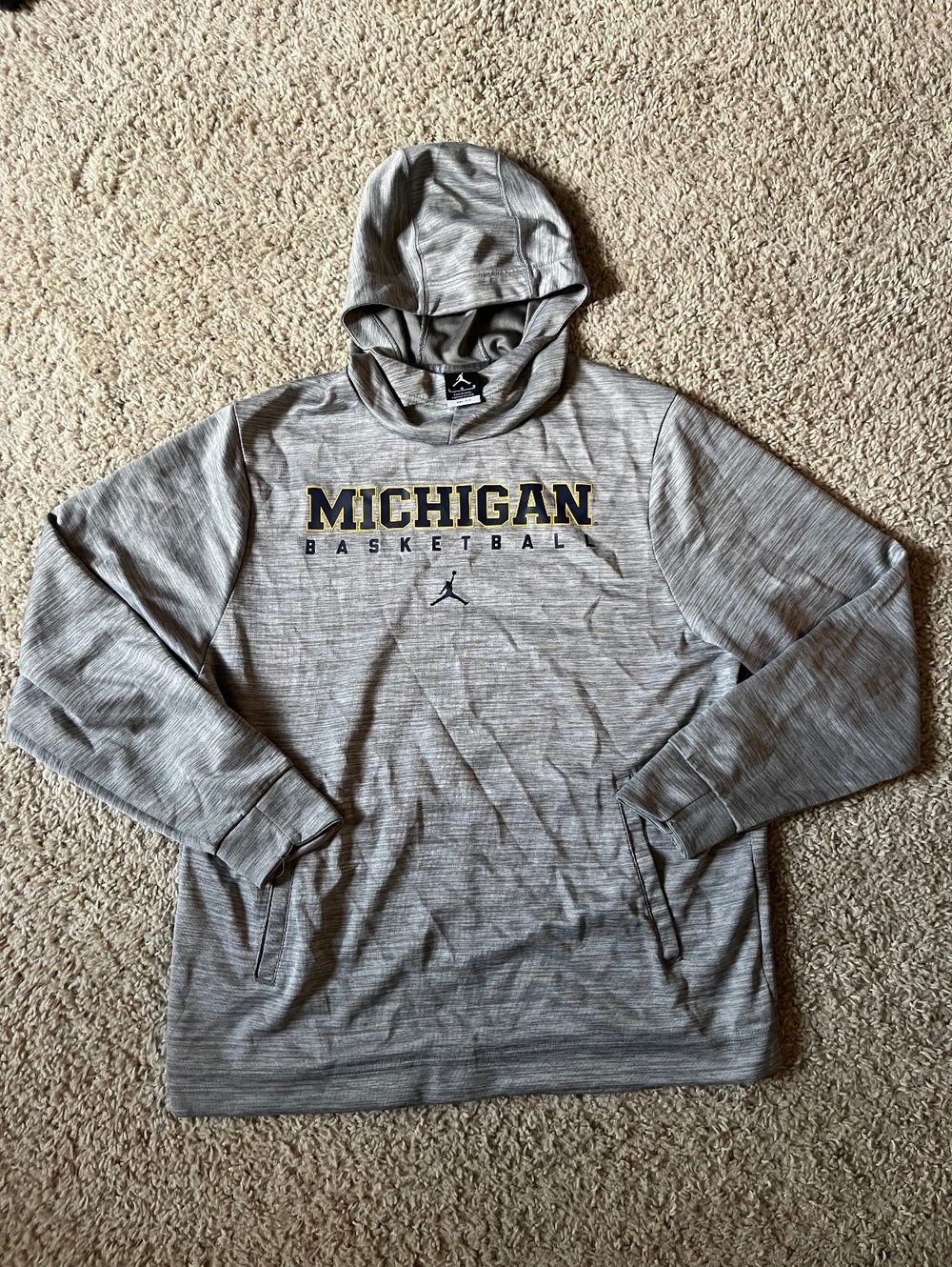 Jordan Michigan Basketball Lightweight Heather Gray Hoodie